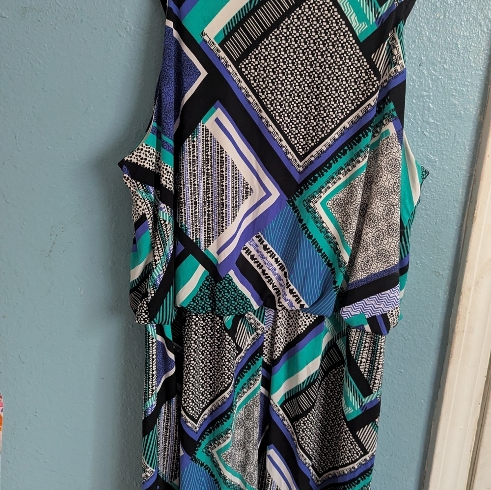 Sandra Darren Geometric Patterned Sleeveless Dress - image 4